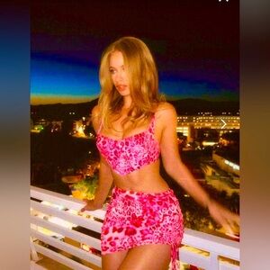 Luli Fama Wild Thing festival bustier and tie side bottom and skirt set